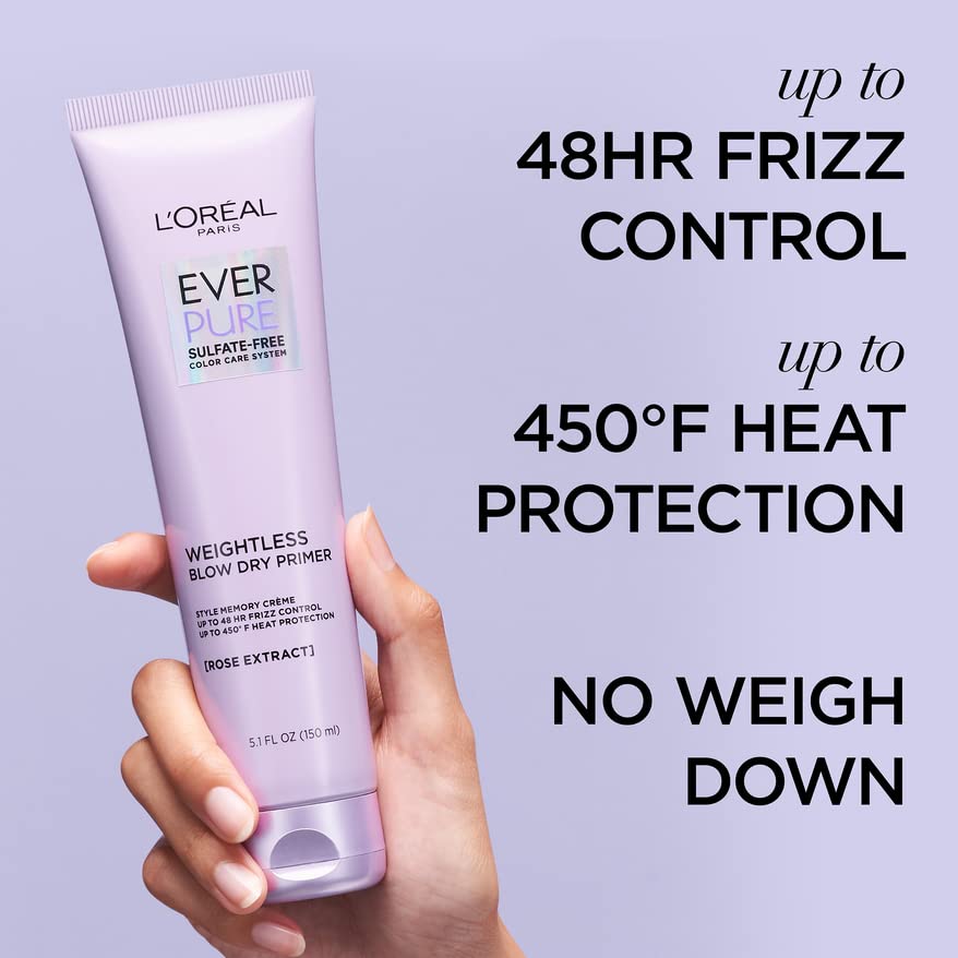 L'Oreal Paris Blow Dry Primer for 48 HR Frizz Control, Sulfate Free, EverPure 5.1 fl oz Beauty & Personal Care L'Oreal Paris