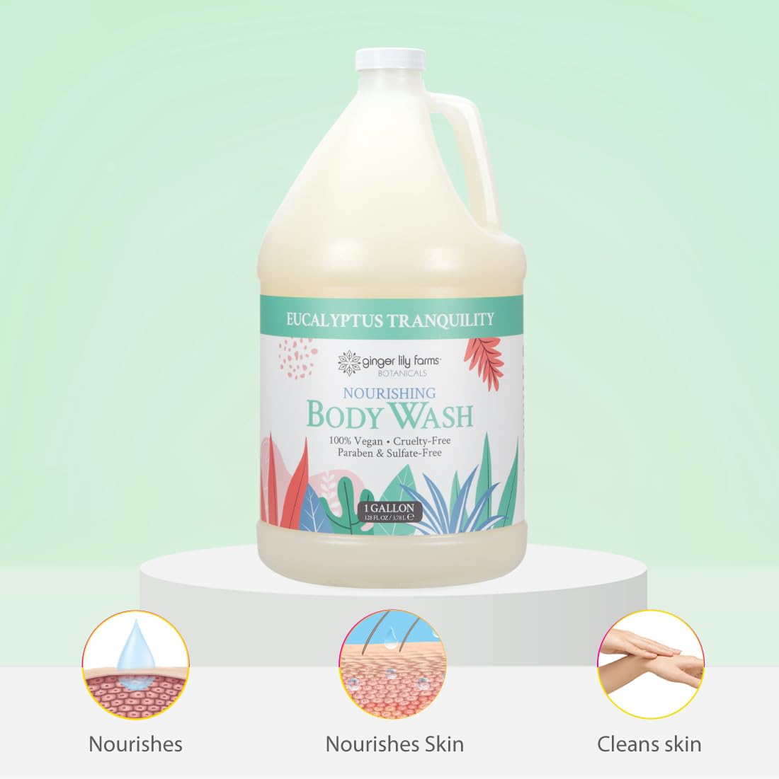 Ginger Lily Farms Botanicals Nourishing Body Wash, Eucalyptus Tranquility, 100% Vegan & Cruelty-Free, 1 Gallon (128 fl oz) Refill Beauty & Personal Care Ginger Lily Farms