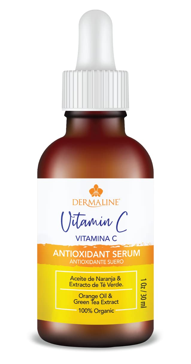 Dermaline Vitamin C Serum for Face with Hyaluronic Acid and Jojoba Oil, Hydrating, Brightening, and Deep Moisturizing Age Control to Diminish Fine Beauty & Personal Care DERMALINE