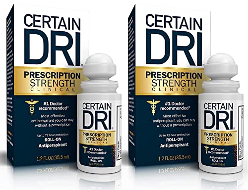 Certain Dri Prescription Strength Clinical Antiperspirant Roll-On Deodorant, Hyperhidrosis Treatment for Men & Women, Unscented, 1.2 Fl oz, 2 Pack Beauty and Personal Care Certain Dri