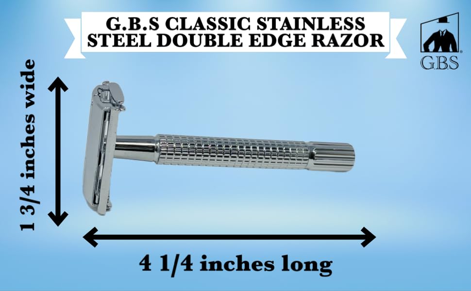 G.B.S Shaving Gift Set, Long Handle Double Edge Safety Razor, Alum Aftershave Block, Chrome Bowl with Natural Shave Soap, Shaving Brush Grooming Kit Beauty and Personal Care G.B.S