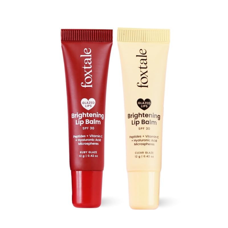 Foxtale Brightening SPF30 Lip Balm - Pack of 2 - Peptides, Vitamin C & Hyaluronic Acid - Brightens Lips - Reduces Pigmentation - Hydrates Lips Beauty and Personal Care FoxTale