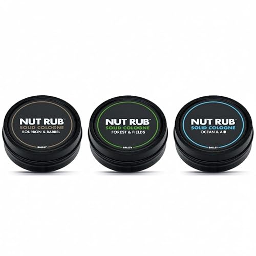 Ballsy Body & Ball Rub, Cologne for Everywhere, with Beeswax, Coconut and Sunflower Seed Oil, Ocean & Air/Forest & Fields/Bourbon & Barrel, .85 oz Beauty & Personal Care Ballsy