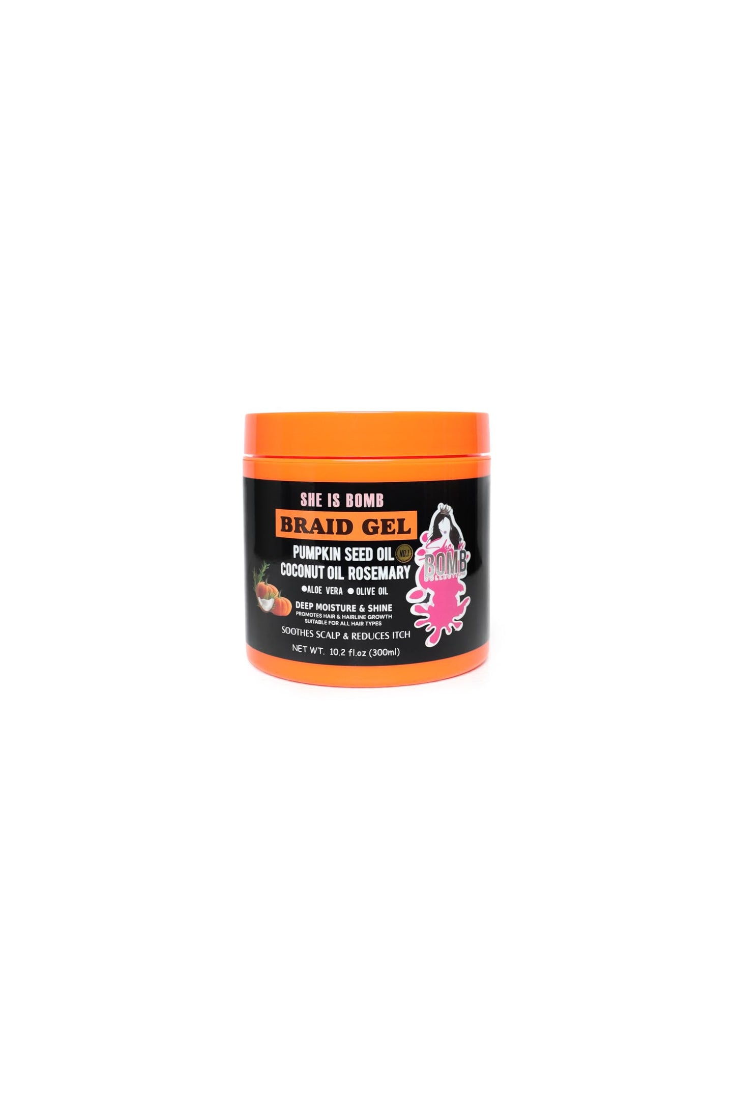 SHE IS BOMB Braid Gel with Pumpkin Seed Oil, Coconut Oil, Rosemary, Aloe Vera and Olive Oil, 10.2 fl oz Beauty & Personal Care she is bomb collection