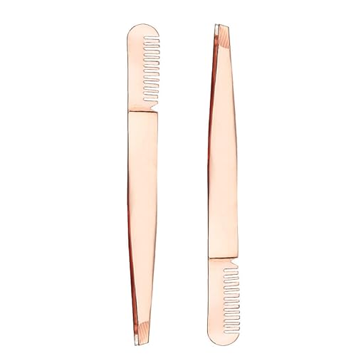 2 Pieces Multifunctional Eyebrow Tweezers with Eyebrow Comb False Eyelashes Applicator Tool Makeup Grooming Tool for Eyebrows or Facial Hair(Rose Beauty & Personal Care mollensiuer