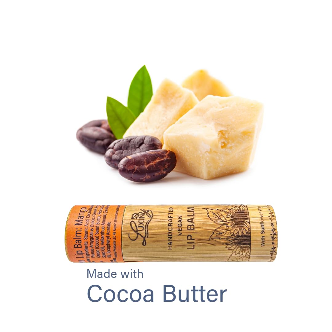 Luxiny Lip Balm in a Bambo Tube, Vegan Natural Moisturizing, with Sunflower Wax and Vitamin E (Mango) Beauty and Personal Care Luxiny