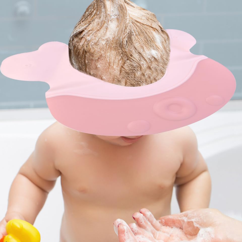 FRCOLOR Baby Shampoo Cap Adjustable Silicone Bath Hat with Cartoon Design for Infant and Kids Protects Eyes from Water and Shampoo for Bathing Beauty and Personal Care FRCOLOR