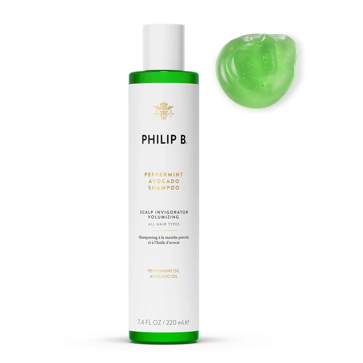 PHILIP B Peppermint Avocado Shampoo, 7.4 fl. oz. (220 ml) - Volumizing & Clarifying Shampoo for Dry to Oily Hair and Scalp, Non-Stripping Beauty & Personal Care PHILIP B