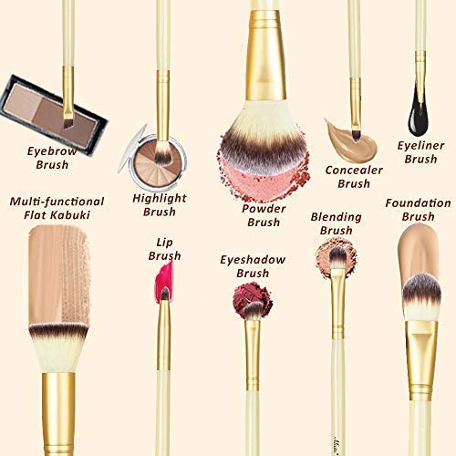 Matto Makeup Brushes 10-Piece Golden Makeup Brush Set with Foundation Powder Mineral Eye Face Make Up Brushes Holder Beauty & Personal Care Matto