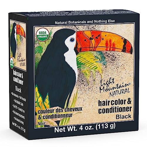 Light Mountain Henna Hair Color & Conditioner - Black Hair Dye, Organic Henna Leaf Powder and Botanicals, Chemical-Free, Semi-Permanent Hair Color + 4 Beauty & Personal Care LIGHT MOUNTAIN