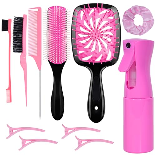11 Pcs Hair Brush Set, Detangle Hair Brush And Spray Bottle, 3 Pieces Smooth Hairbrush For Toddlers, Suitable For Wet and Dry Hairstyles, Suitable Beauty and Personal Care FlyLanyards Default Title