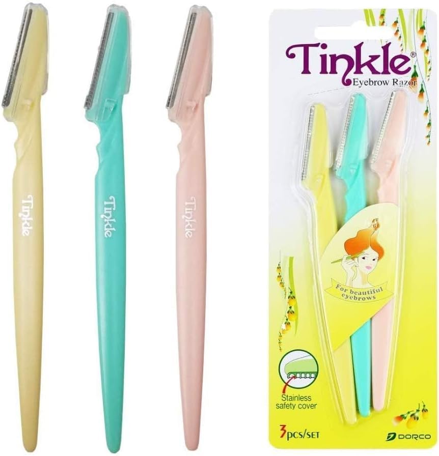 Tinkle Eyebrow Razor | 3 Packs of 4 Razors | Professional Dermaplaning Tool for Flawless Skin | Precision Facial Hair Removal Beauty and Personal Care DORCO