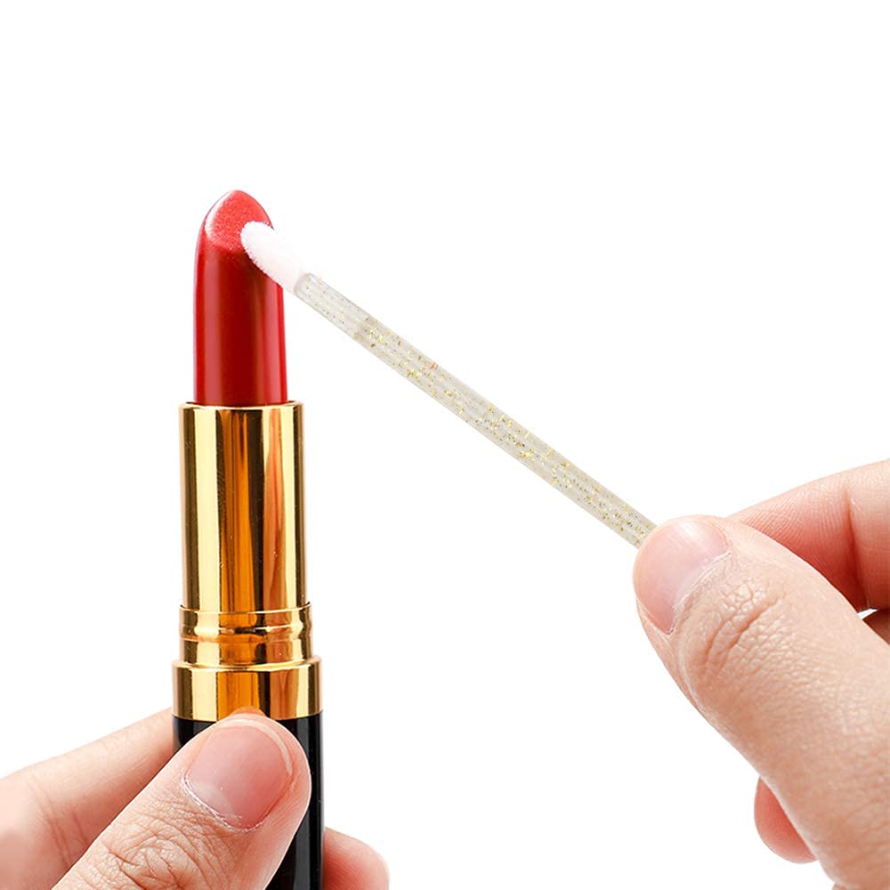 300 PCS Lip Brushes Disposable Lip Gloss Wands Lipstick Applicator Makeup Tool, Crystal Gold Handle Beauty & Personal Care myaokue-up
