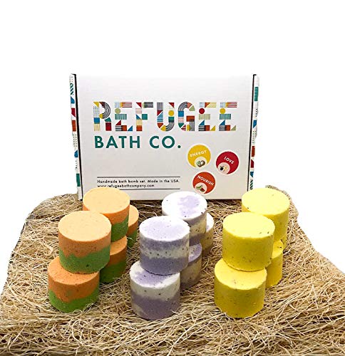 Refugee Bath Co. Variety Pack Bath Bombs 3.0 Ounces Each Organic Cocoa Butter Natural Plant-Based Ingredients (Variety 15 Pack: Rejuvenate) Beauty & Personal Care Refugee Bath Co.