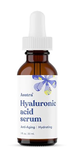 ASUTRA Hyaluronic Acid Serum for Face, 1 fl oz - Vitamin C & E, Aloe, Green Tea, Geranium & Jojoba Oil, Plumping Face Serum, Hydrating Facial Skin Beauty & Personal Care ASUTRA
