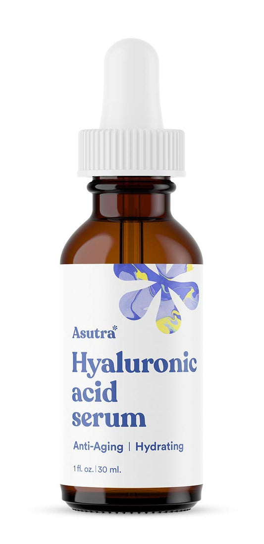 ASUTRA Hyaluronic Acid Serum for Face, 1 fl oz - Vitamin C & E, Aloe, Green Tea, Geranium & Jojoba Oil, Plumping Face Serum, Hydrating Facial Skin Beauty & Personal Care ASUTRA