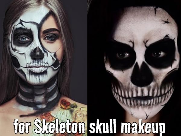 Professional Halloween Skeleton Makeup Kit, Full Face & Body Paint Set with Dual-End Brushes, Setting Powder & Easy-Grip Sponges, Ideal for SFX Beauty & Personal Care Js2U ZW