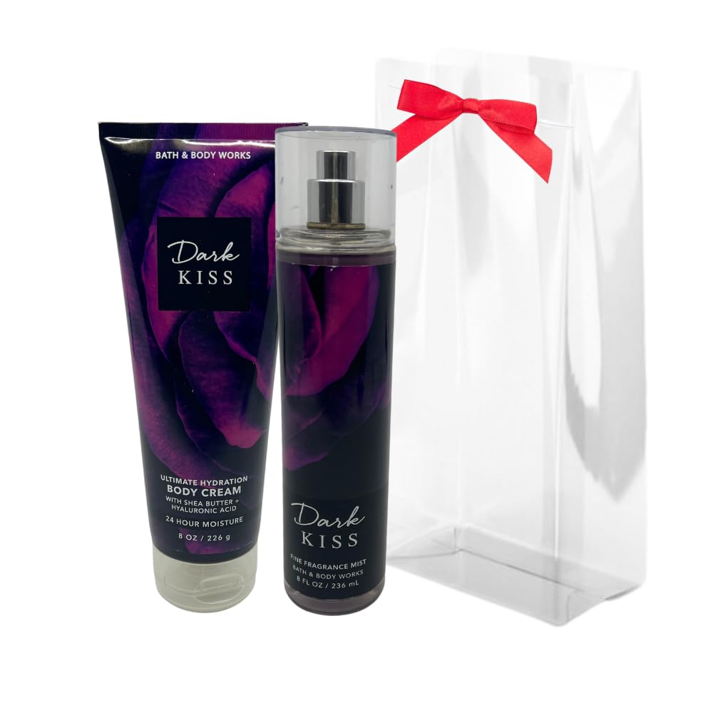Bath & Body Works DARK KISS 2-piece Gift Set with a Red Bow for Holidays & Gifts - Fine Fragrance Mist & Ultimate Hydration Body Cream Beauty & Personal Care Bath & Body Works