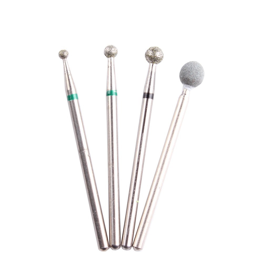 MZCMSL 4PCS Cuticle Clean Drill Bit Diamond Nail Bit Ball Head Stone File Manicure Pedicure Nail Art Tools Beauty & Personal Care MZCMSL