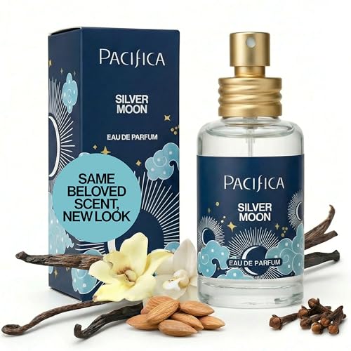 Pacifica Silver Moon Perfume 1oz - Long-Lasting Warm Vanilla & Almond Clean Fragrance for Women Vegan, Cruelty-Free, Essential Oils, Non Toxic Beauty & Personal Care Pacifica