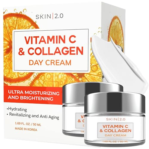 Skin 2.0 Vitamin C & Collagen Face Moisturizer - Hydrating Anti Aging Cream for Smooth & Radiant Skin, Firms & Revives Dull Complexion - Dermatologist Beauty & Personal Care Skin 2.0