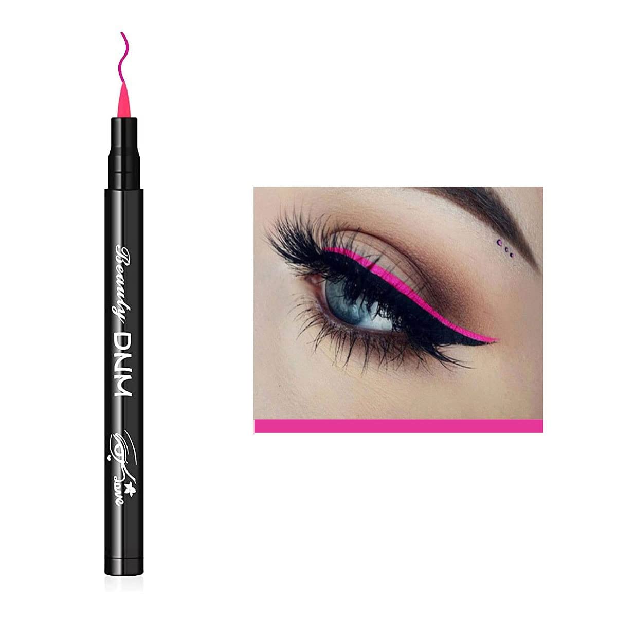 DNM Cat Eye Makeup Waterproof Neon Colorful Liquid Eyeliner Pen Make Up Comestics Long-lasting Black Eye Liner Pencil Makeup Tools (black) Beauty & Personal Care DNM