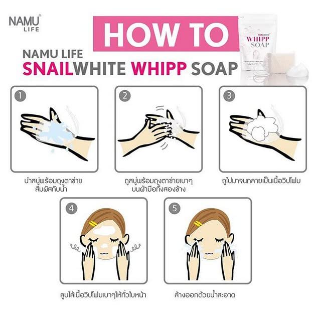 DOK MAI (Pack of 2) Snail Whipp Soap by Namu Life, 100g Each Beauty & Personal Care DOK MAI