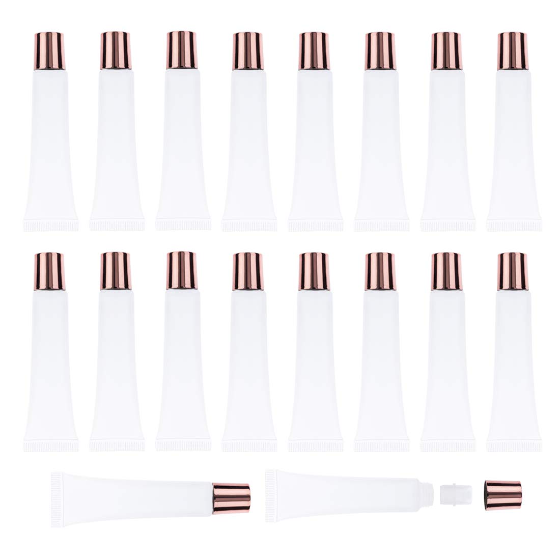 AJLTPA 50Pcs 15ml Lip Gloss Squeeze Tubes, Rose Gold Lip Gloss Containers Empty, Refillable Soft Clear Tubes for DIY Lipgloss Balm Cosmetic (Rose Beauty & Personal Care AJLTPA