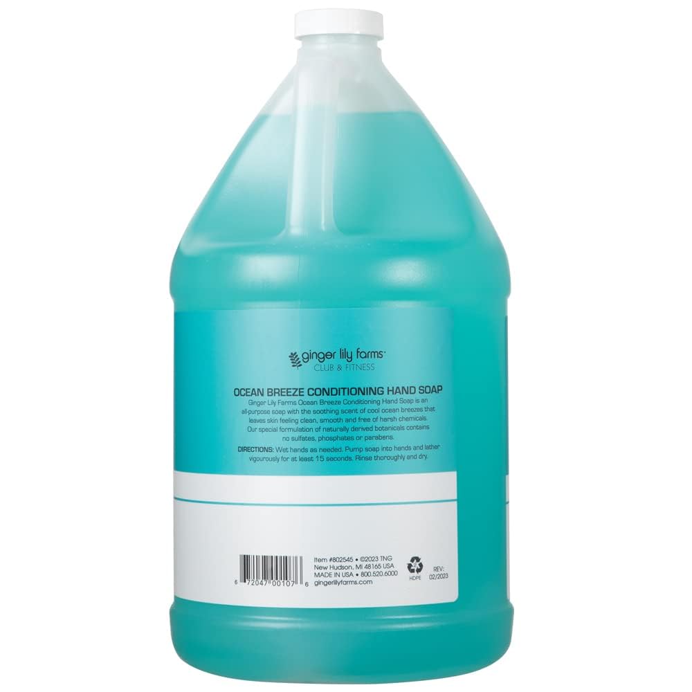 Ginger Lily Farms Club & Fitness Conditioning Liquid Hand Soap Refill, 100% Vegan & Cruelty-Free, Ocean Breeze Scent, 1 Gallon (Pack of 4) Beauty & Personal Care Ginger Lily Farms