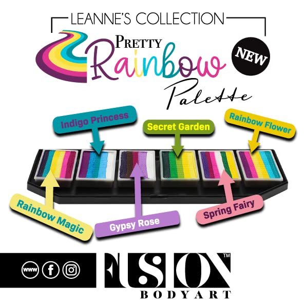 Fusion Body Art Pro Quality Professional Face Painting Palette - Leanne's Pretty Rainbow | Hypoallergenic Safe & Non-Toxic - Perfect for Full Face Beauty & Personal Care FUSION BODY ART