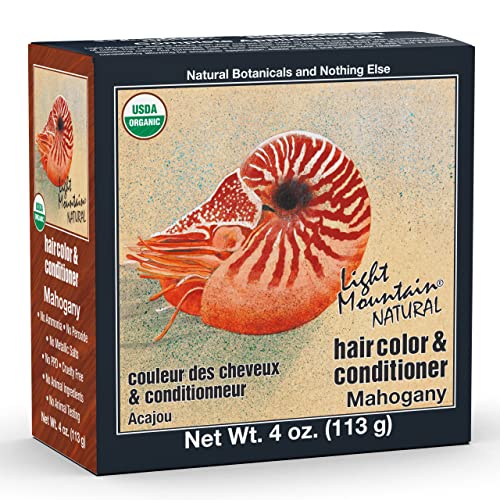 Light Mountain Henna Hair Color & Conditioner - Mahogany Hair Dye for Men/Women, Organic Henna Leaf Powder and Botanicals, Chemical-Free Beauty & Personal Care LIGHT MOUNTAIN