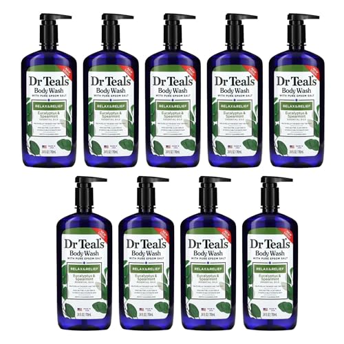 Dr Teal's Body Wash, Relax & Relief with Eucalyptus & Spearmint 24 oz (Pack of 9) Beauty & Personal Care Dr Teal's