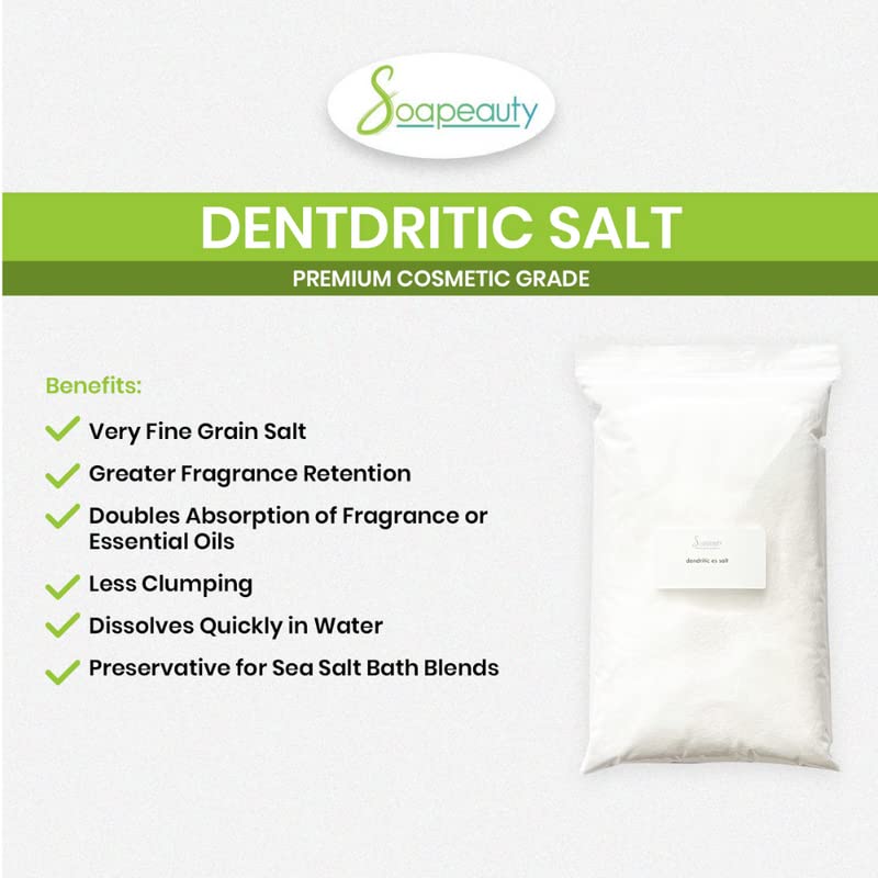 Soapeauty Dendritic Salt - Premium Fine Grain Bath and Body Salt for Scrubs, Exfoliants, and Milk Baths - High Absorption for Fragrance Oils Beauty and Personal Care Soapeauty