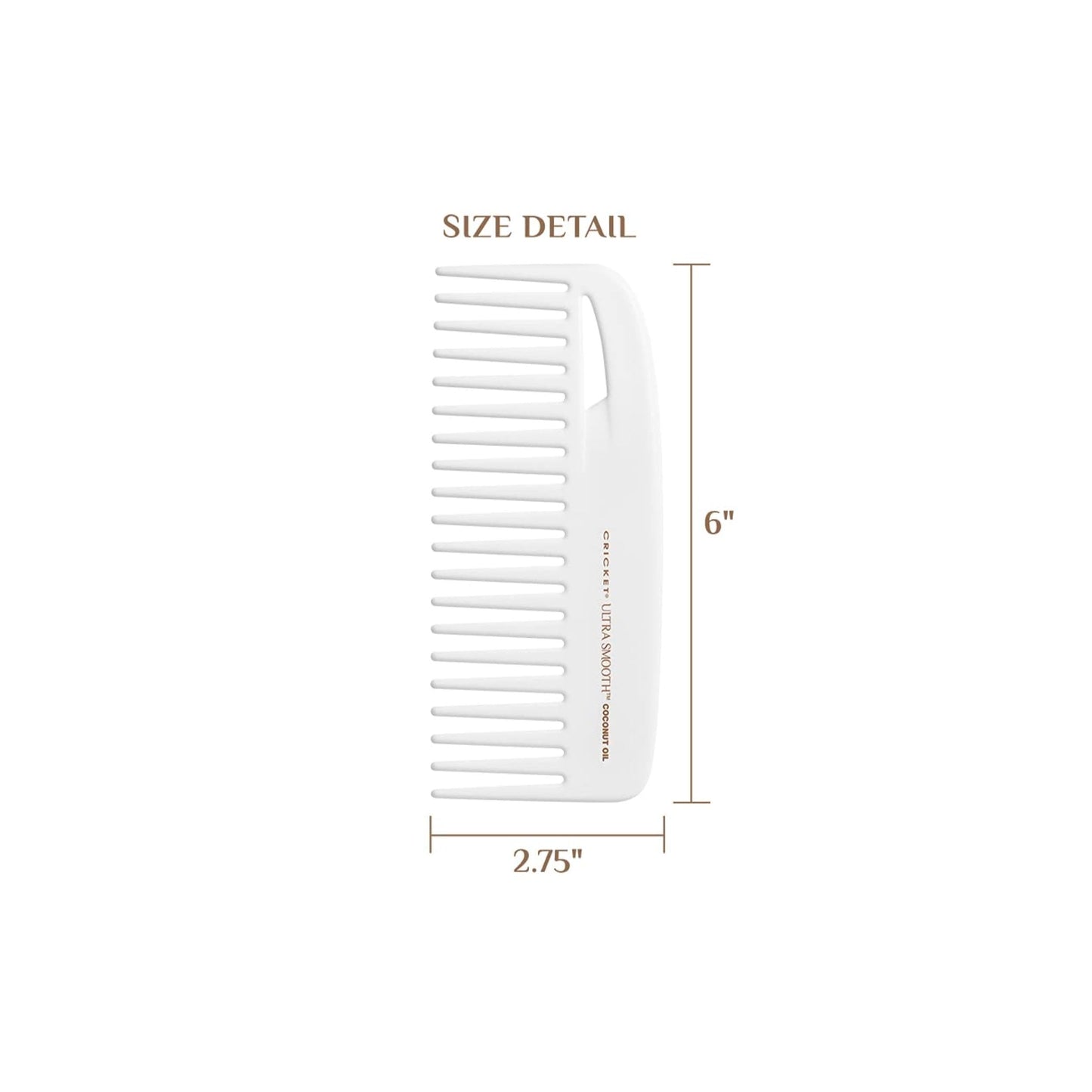 Cricket Ultra Smooth Coconut Conditioning Comb - Infused with Coconut Oil & Keratin for Frizz-Free Shine and Hydration, Ideal for Mid-Length, Thick Beauty & Personal Care Cricket