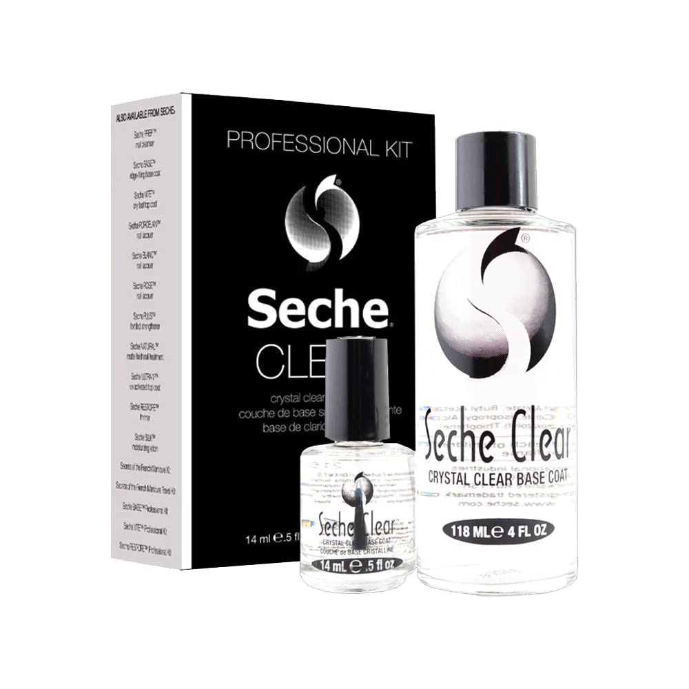 Seche clear professional kit, crystal clear base coat for nail polish, 4 oz & 0.5 oz refill, 4 Fl Oz