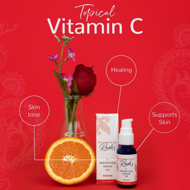 Botanical Rush C Perfection Vitamin C Serum - 14% Vitamin C Complex with Vitamin E - Brightening, Dark Spot & Collagen Support Serum for Radiant Face Beauty & Personal Care BOTANICAL RUSH
