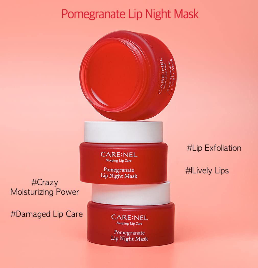 CARE:NEL Lip Mask Overnight 23g (Pomegranate) - Moisturizer for Dry Lips - Overnight Treatments Balm, Day and Night Repair Gloss, Scrubs Exfoliator Beauty and Personal Care CARE:NEL