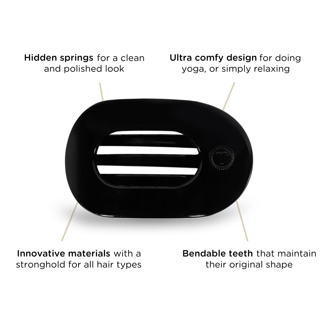 TELETIES - Small Flat Round Clip - Strong Grip, Bendable Teeth, Comfortable Curved Design - For Lying Down, Yoga, Driving & More - Ideal Beauty and Personal Care Teleties