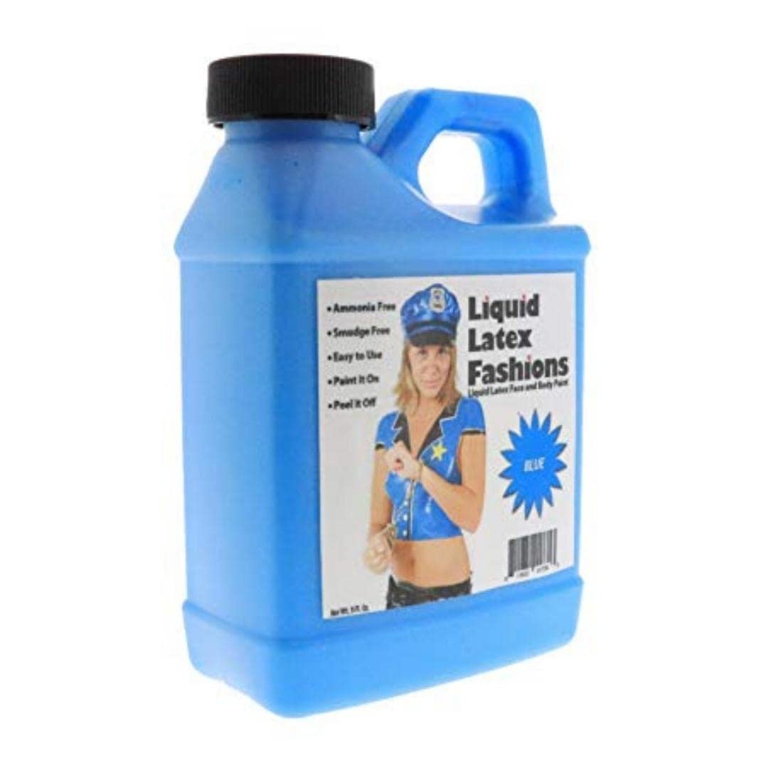 Blue 8 Oz - Liquid Latex Face and Body Paint, Blue Smurf Cosplay, Ideal for Halloween Costume, Parties, Theater, Special Effects! Beauty & Personal Care Liquid Latex Fashions