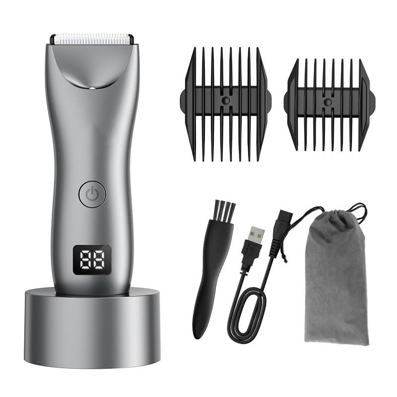QDKVTNDJZ Pubic Hair Trimmer for Men Waterproof Body Grommer, Ceramic Blade Shavers with USB-C/Base Charging, Wet & Dry Use & Nick-Free Design, Balls Beauty and Personal Care QDKVTNDJZ
