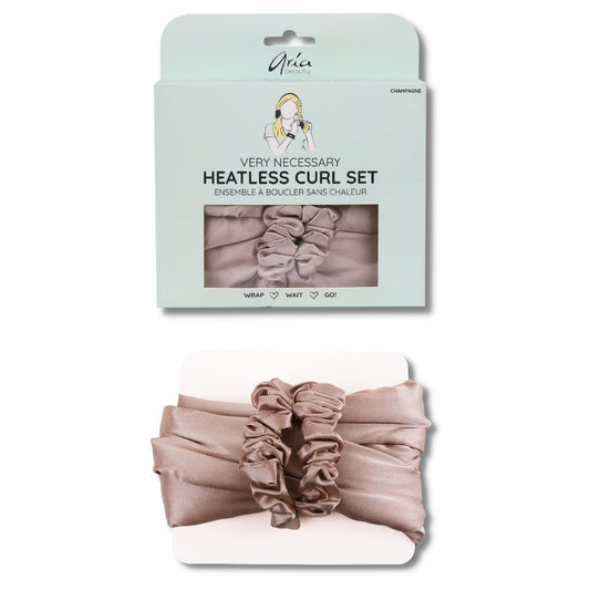 Very Necessary Heatless Curl Set - Champagne by Aria Beauty for Women - 3 Pc 1 Curling Rod Headband, 2 Scrunchies