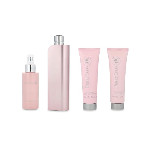 Perry Ellis 18 Women 3.4oz EDP Spray, 3oz Body Lotion, 4oz Body Mist, 3oz Bath and Shower Gel 4 Pc Gift Set Beauty & Personal Care Perry Ellis