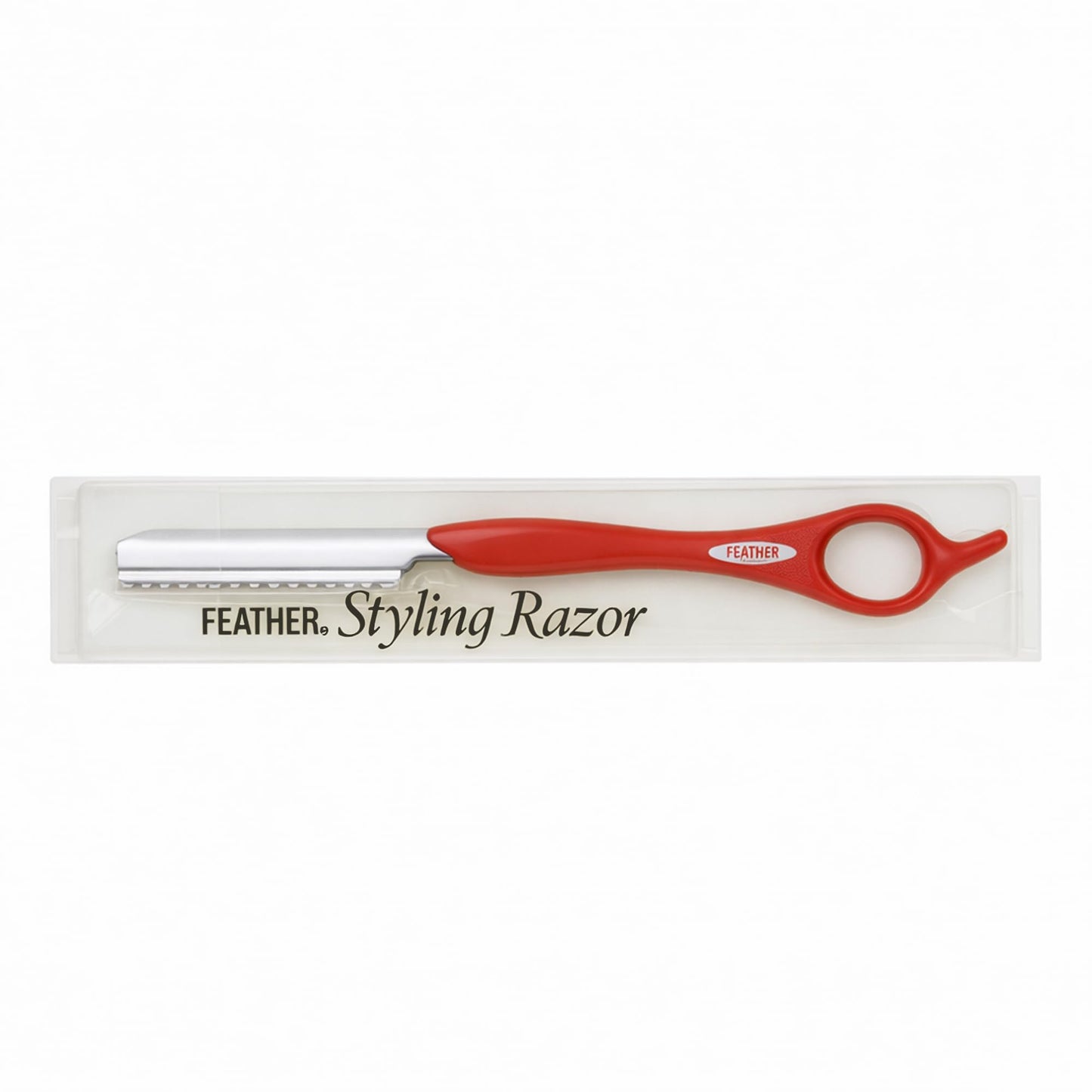 Feather - 7.25-inch Red Texturizing Styling Razor Handle with Delrin Combs - The Professional tool for Hair Cutting, Thinning, Layering, Texturizing Beauty and Personal Care Feather