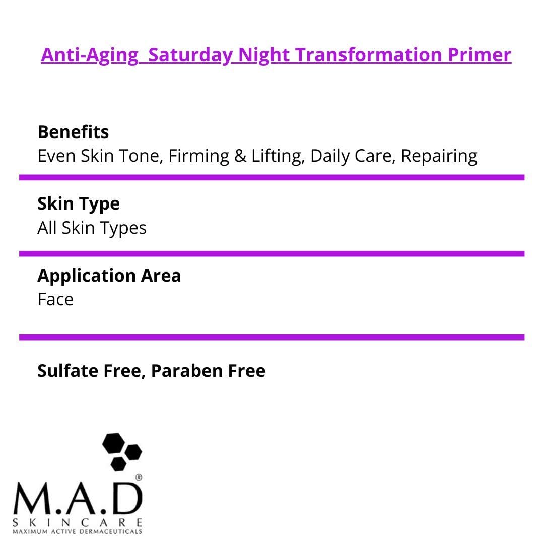 M.A.D Skincare Anti-Aging Saturday Night Transformation Primer W/Ceramide Complex Beauty & Personal Care M.A.D Skincare