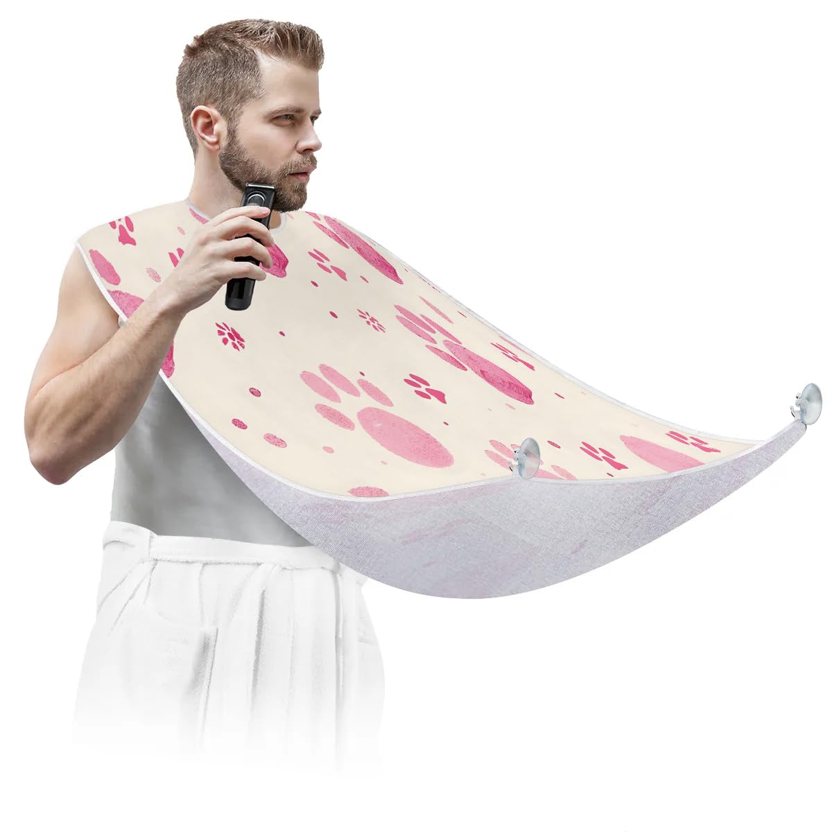 Cats Paw Prints Beard Bib for Men Non-Stick Beard Trimming Catcher Adjustable Shaving Bib for Men Birthday Valentines's Day Gifts for Men Boyfriend Beauty and Personal Care Shoblo