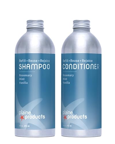 Plaine Products Eco-Friendly Shampoo and Conditioner - Rosemary, Mint, Vanilla - Sulfate & Paraben Free, 16oz Refill Bottles Beauty & Personal Care Plaine Products