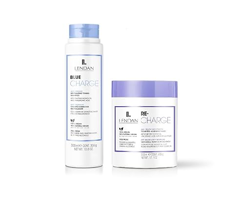 Lendan Anti-Yellow Kit with Blue Pigments, Blue Charge Shampoo 300ml + Re-Charge Mask 500ml Beauty & Personal Care Lendan