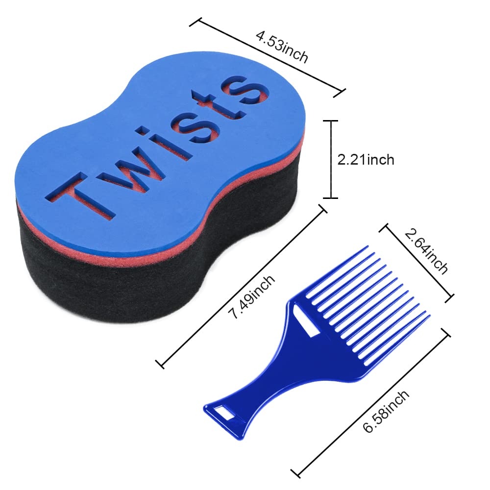 BEWAVE Hair Brush Sponge Twist Wave Barber Tool For Dreads Afro Locs Twist Curl Coil Black, 1 Pc with 1 Pc Hair Pick Beauty & Personal Care BEWAVE