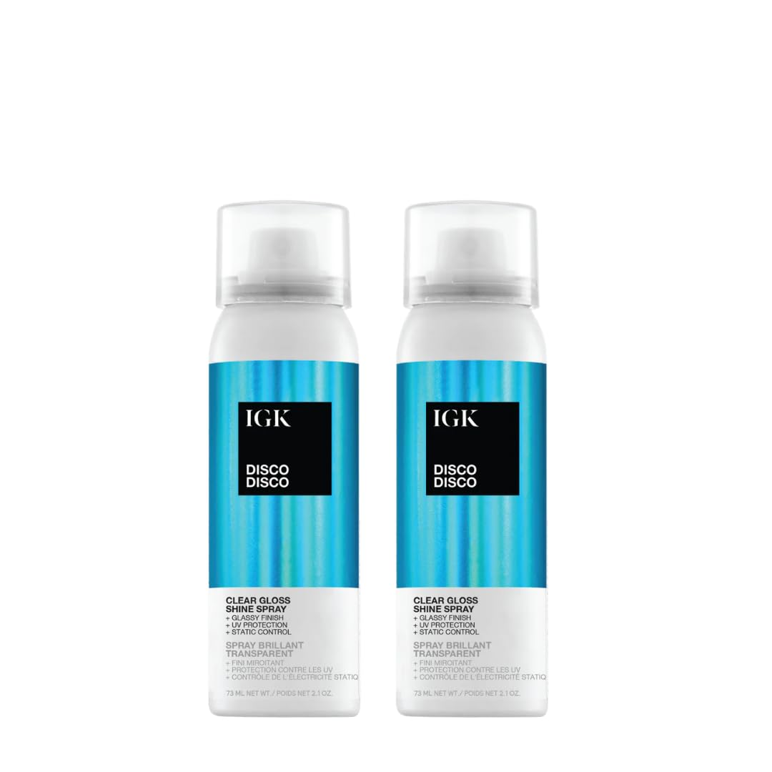 IGK Disco Disco Clear Gloss Shine Spray | Travel Size | Lightweight, High-Shine Finishing Hair Spray | Set of 2 (2.1 Fl Oz) Beauty & Personal Care IGK