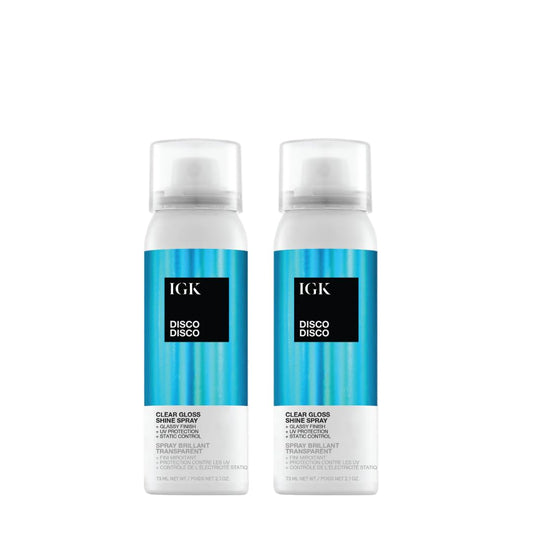 IGK Disco Disco Clear Gloss Shine Spray | Travel Size | Lightweight, High-Shine Finishing Hair Spray | Set of 2 (2.1 Fl Oz) Beauty & Personal Care IGK